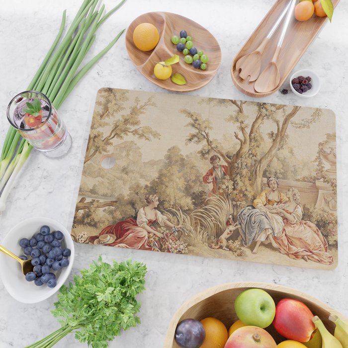Antique 18th Century Romantic Pastoral Scene French Aubusson Tapestry Cutting Board Gallery Image 2