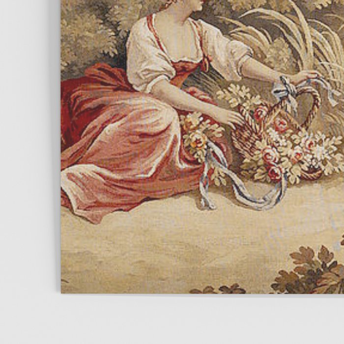 Antique 18th Century Romantic Pastoral Scene French Aubusson Tapestry Poster Gallery Image 3