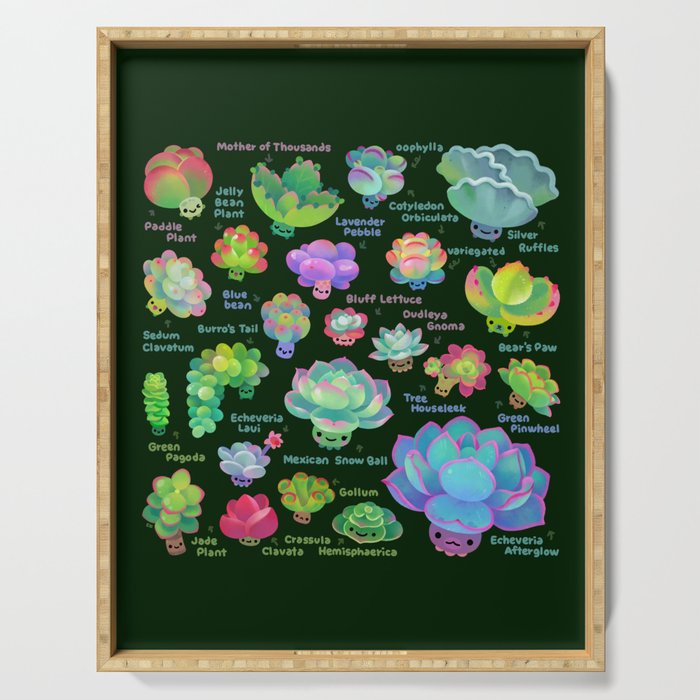 Baby succulent 2 - dark Serving Tray Gallery Image 1