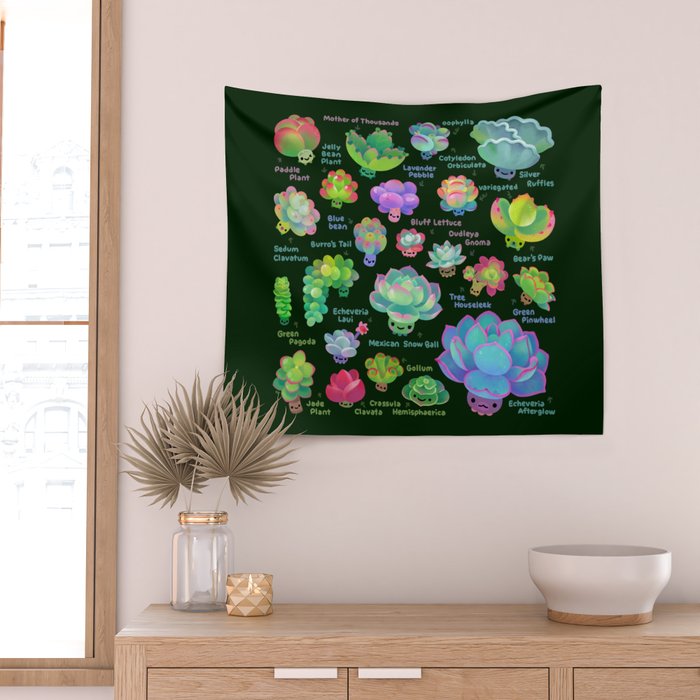 Baby succulent 2 - dark Wall Tapestry Gallery Image 2