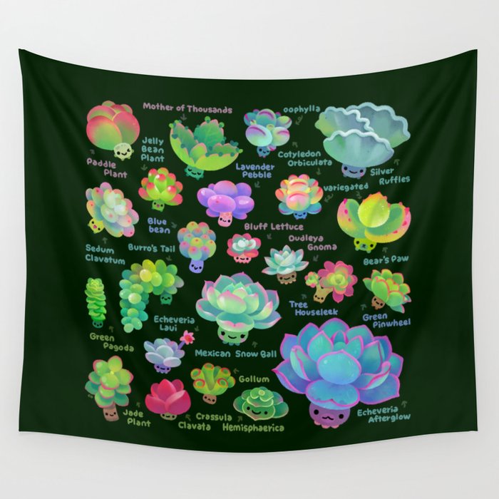 Baby succulent 2 - dark Wall Tapestry Gallery Image 4