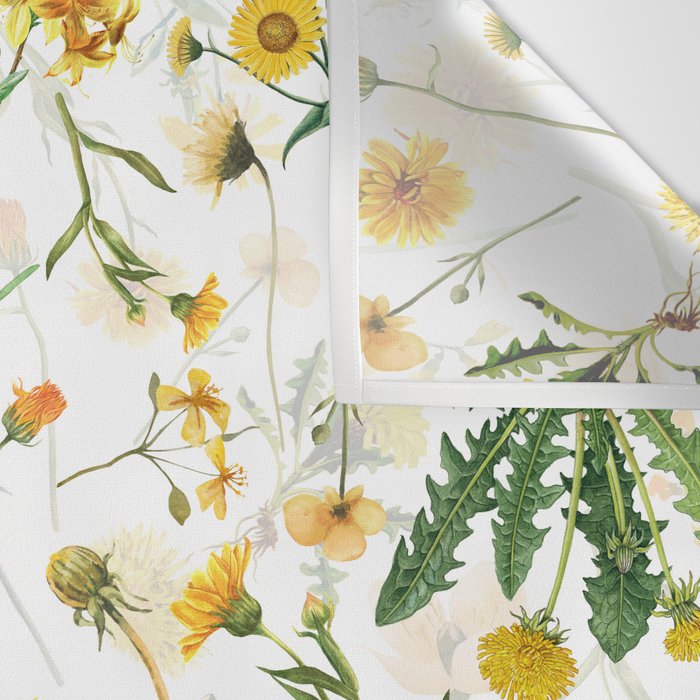 Scandinavian Yellow Wildflowers Botanical Summer Meadow Wall Tapestry Gallery Image 3