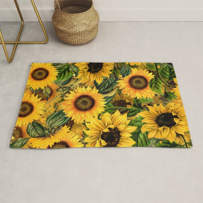 Vintage & Shabby Chic - Noon Sunflowers Garden Rug Gallery Image 1