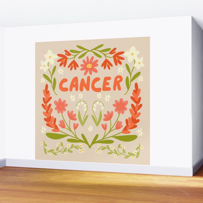 Cancer Retro Folk Art Wall Mural Gallery Image 2