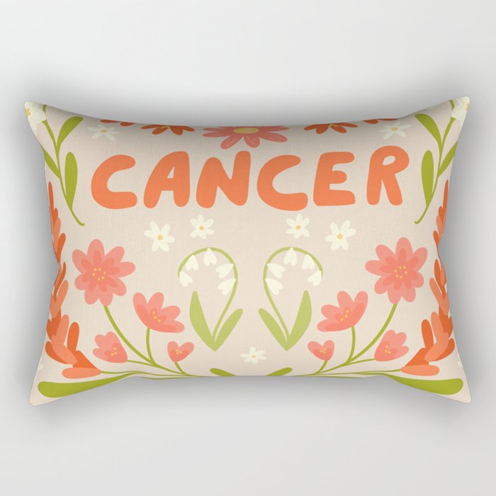 Cancer Retro Folk Art Rectangular Pillow Gallery Image 2
