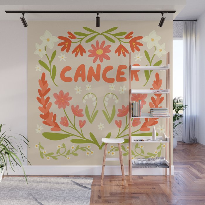 Cancer Retro Folk Art Wall Mural Gallery Image 1