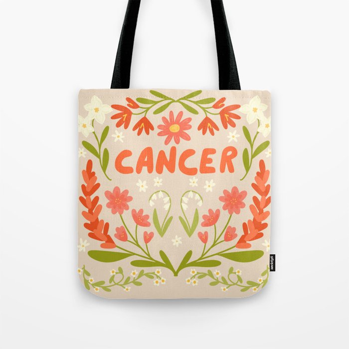 Cancer Retro Folk Art Tote Bag Gallery Image 1