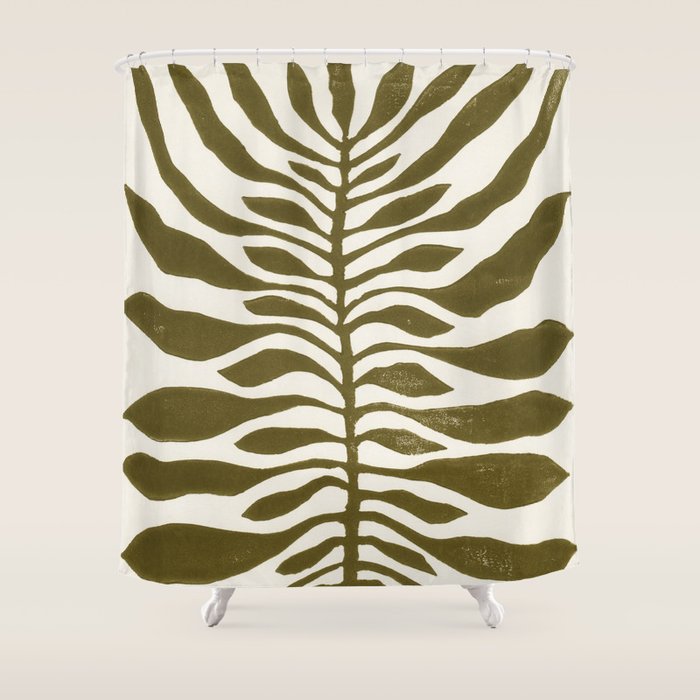 ne Hundred-Leaved Plant #22 / Lino Print Shower Curtain Gallery Image 1