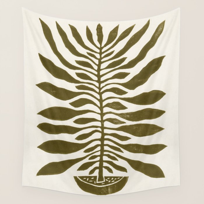 ne Hundred-Leaved Plant #22 / Lino Print Wall Tapestry Gallery Image 4