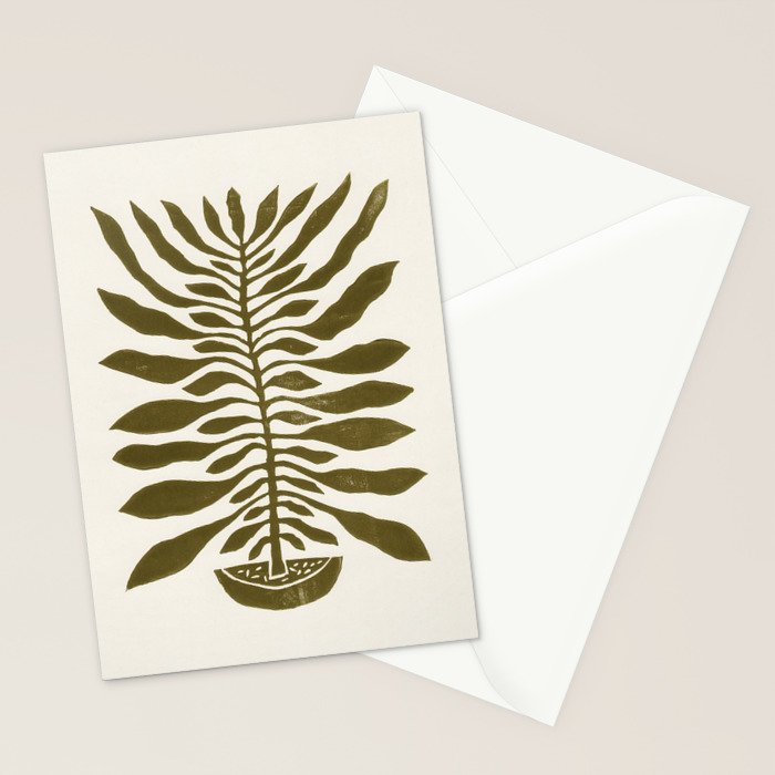 ne Hundred-Leaved Plant #22 / Lino Print Stationery Card Gallery Image 2