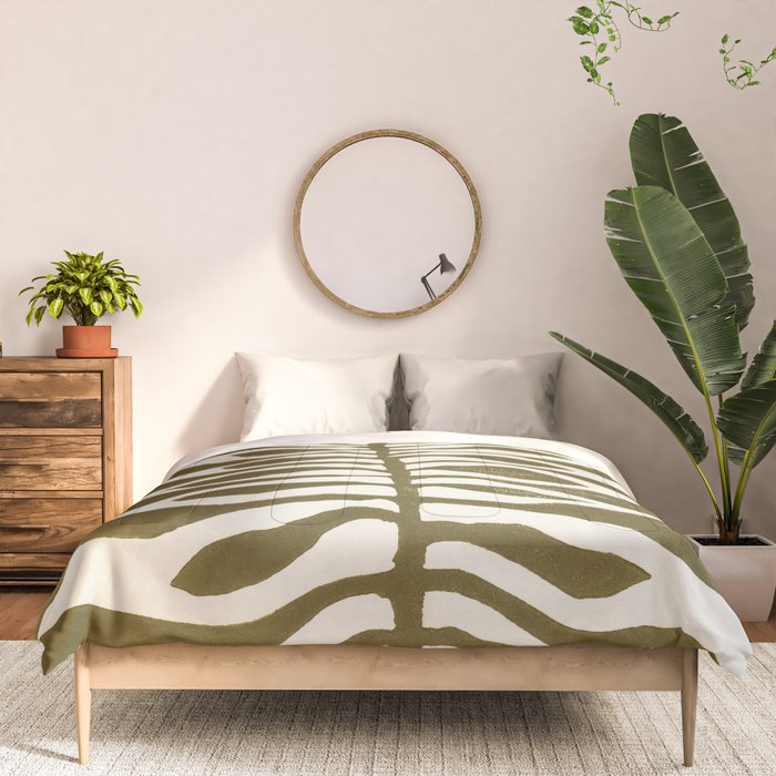 ne Hundred-Leaved Plant #22 / Lino Print Comforter Gallery Image 3
