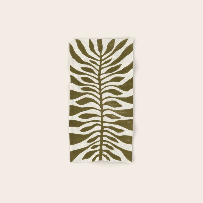 ne Hundred-Leaved Plant #22 / Lino Print Bath Towel Gallery Image 1