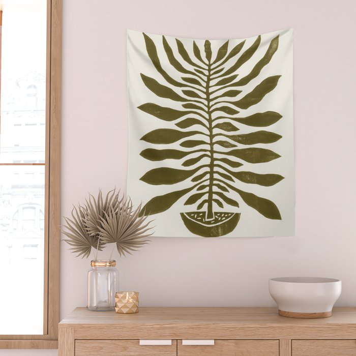 ne Hundred-Leaved Plant #22 / Lino Print Wall Tapestry Gallery Image 2