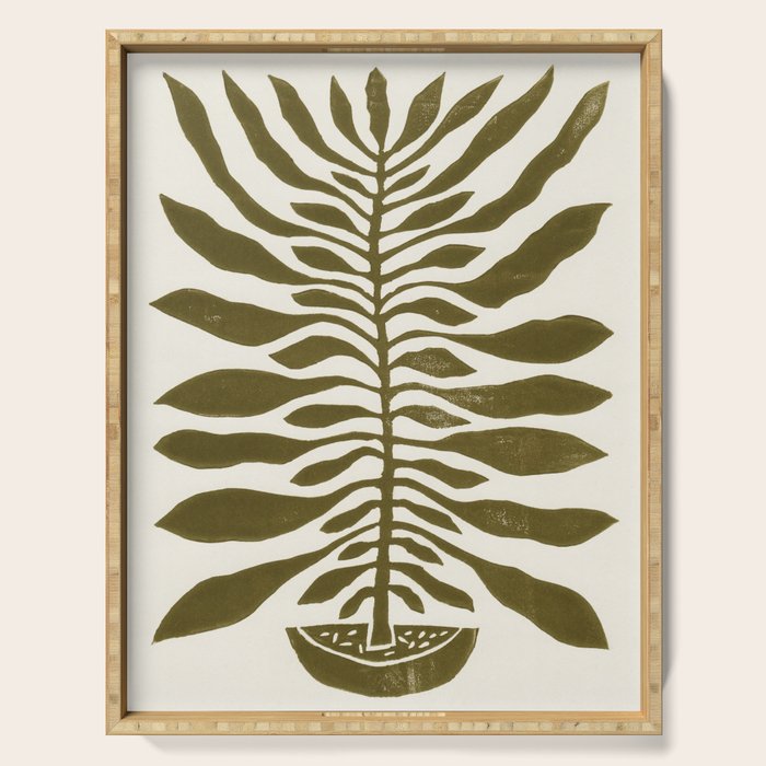 ne Hundred-Leaved Plant #22 / Lino Print Serving Tray Gallery Image 1