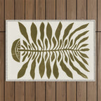 ne Hundred-Leaved Plant #22 / Lino Print Outdoor Rug Gallery Image 1