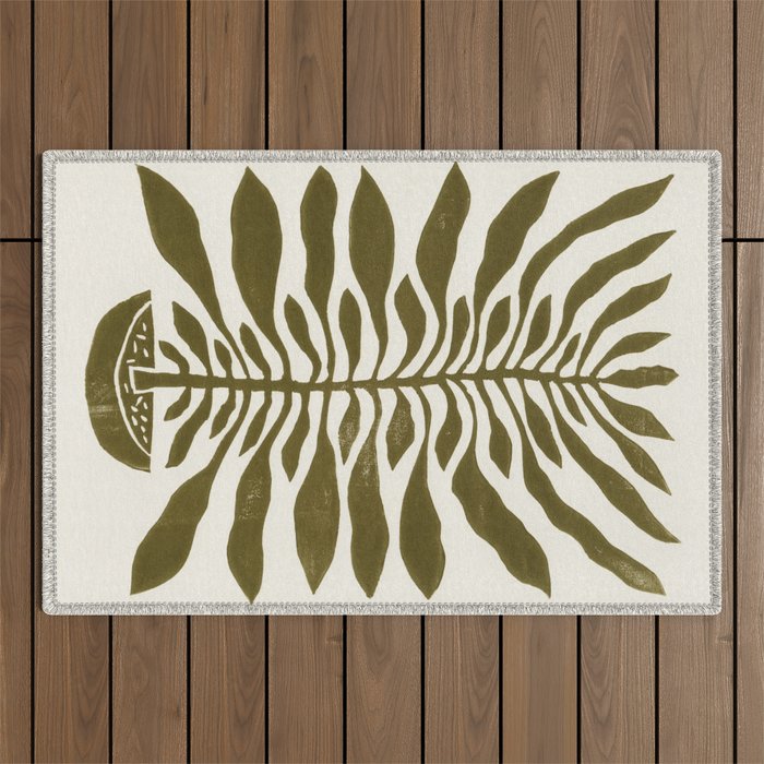 ne Hundred-Leaved Plant #22 / Lino Print Outdoor Rug Gallery Image 1