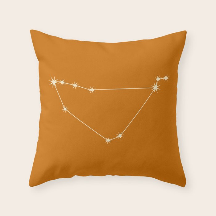Capricorn Zodiac Star Constellation Line Art Orange Throw Pillow Gallery Image 6