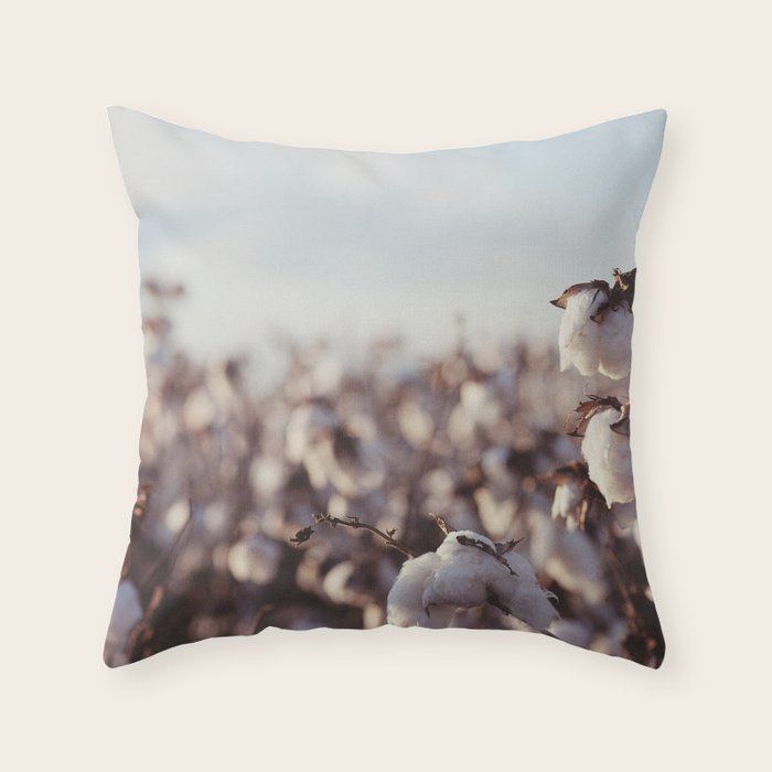 West Texas Cotton Field Throw Pillow Gallery Image 1