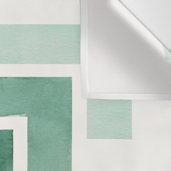 Deep Green Pattern Mid-century Modern Simple Geometric Pattern Watercolor Minimalist Art Squares Wall Tapestry Gallery Image 3