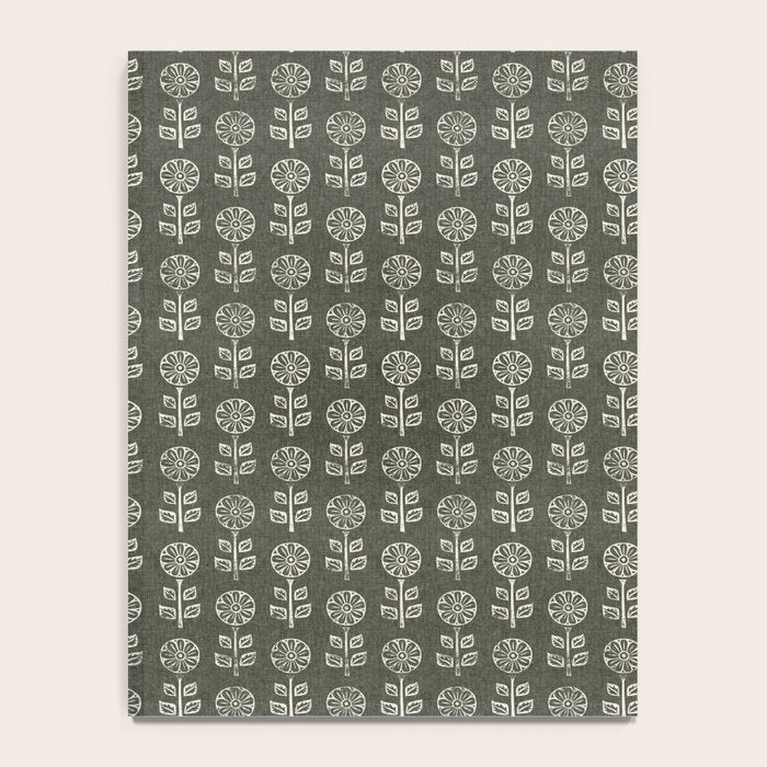 block print floral - dark olive Notebook Gallery Image 4