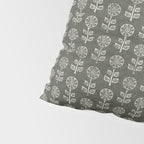 block print floral - dark olive Pillow Sham Gallery Image 4