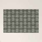 block print floral - dark olive Welcome Mat Gallery Image 1