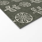 block print floral - dark olive Welcome Mat Gallery Image 2