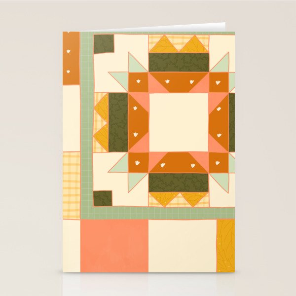 Vintage Quilt Square Stationery Card Gallery Image 2