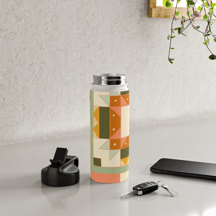 Vintage Quilt Square Water Bottle Gallery Image 4