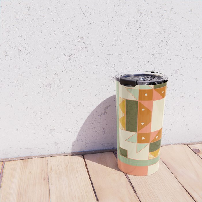 Vintage Quilt Square Travel Mug Gallery Image 4