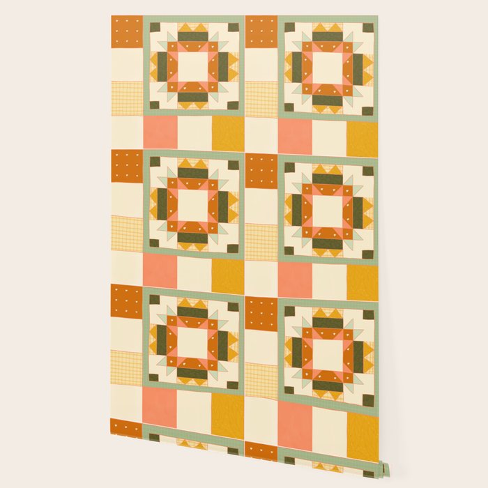 Vintage Quilt Square Wallpaper Gallery Image 2