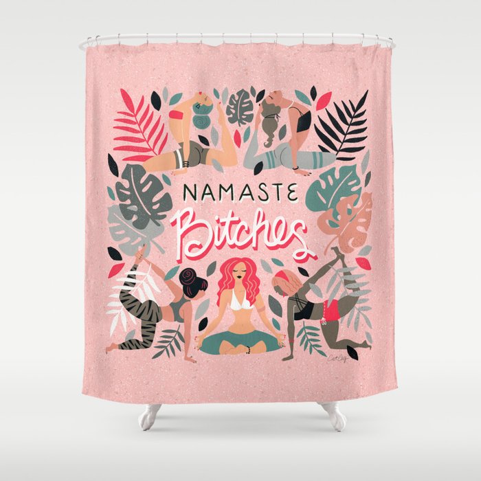 Namaste, Bitches - Pink Shower Curtain Gallery Image 1