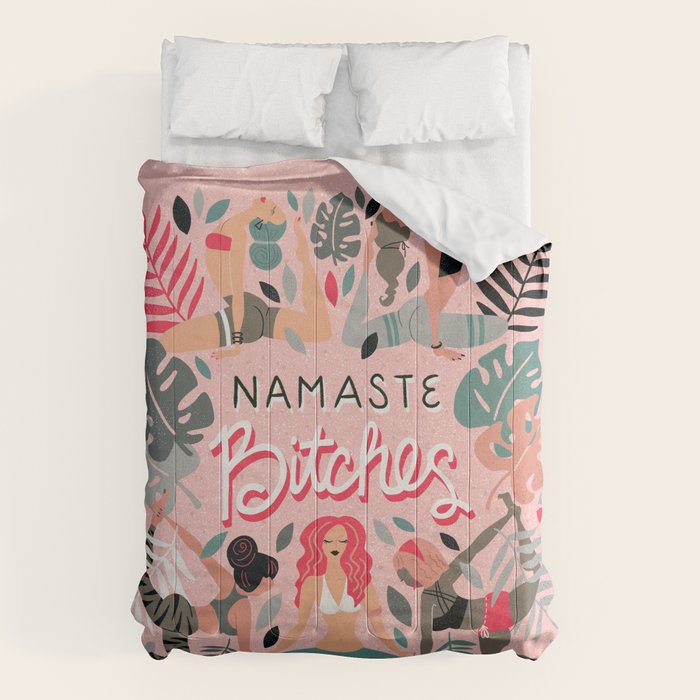 Namaste, Bitches - Pink Comforter Gallery Image 6