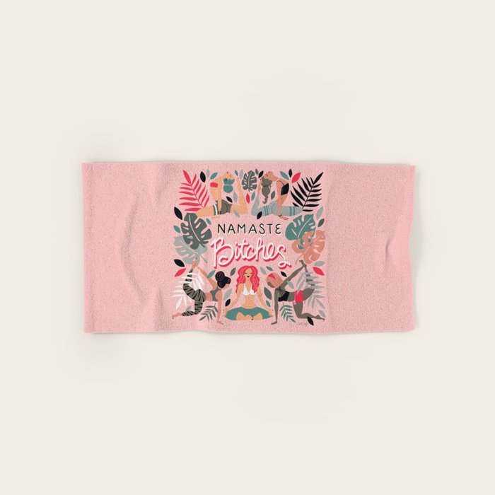 Namaste, Bitches - Pink Bath Towel Gallery Image 1