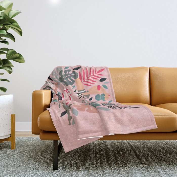 Namaste, Bitches - Pink Throw Blanket Gallery Image 1