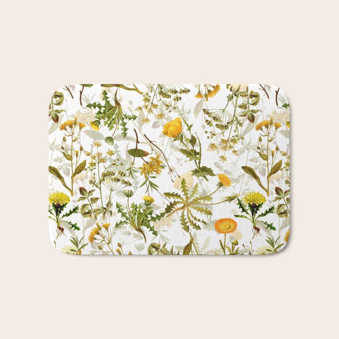 Vintage & Shabby Chic - Yellow Wildflowers Bath Mat Gallery Image 1