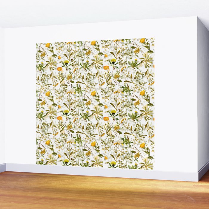 Vintage & Shabby Chic - Yellow Wildflowers Wall Mural Gallery Image 2