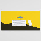 Colorful Parasol Black Yellow Background #decor #society6 #buyart Desk Mat Gallery Image 1