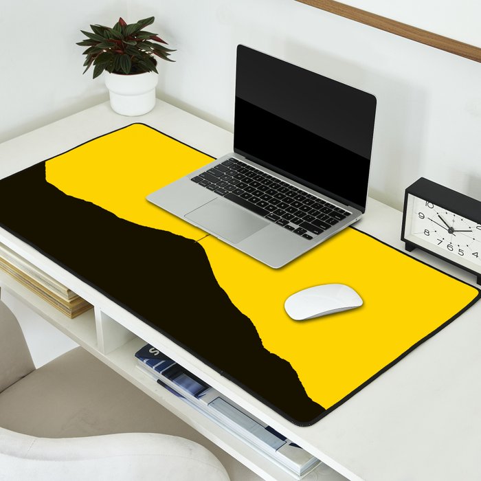 Colorful Parasol Black Yellow Background #decor #society6 #buyart Desk Mat Gallery Image 2