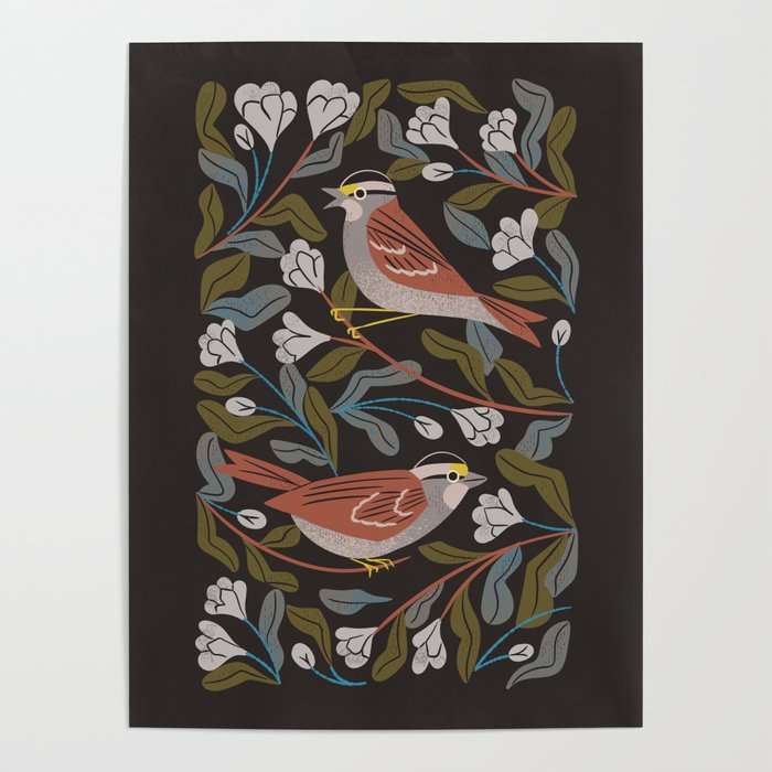 Sparrows And Apple Blossoms Poster Gallery Image 1