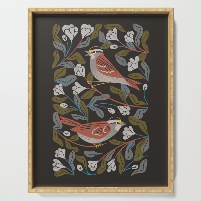 Sparrows And Apple Blossoms Serving Tray Gallery Image 1