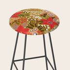 Christmas Poinsettia Flowers Gold Pattern Stool Gallery Image 2