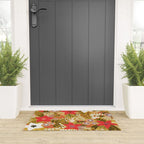Christmas Poinsettia Flowers Gold Pattern Welcome Mat Gallery Image 3