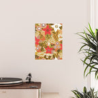 Christmas Poinsettia Flowers Gold Pattern Poster Gallery Image 2