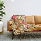 Christmas Poinsettia Flowers Gold Pattern Throw Blanket Gallery Image 1
