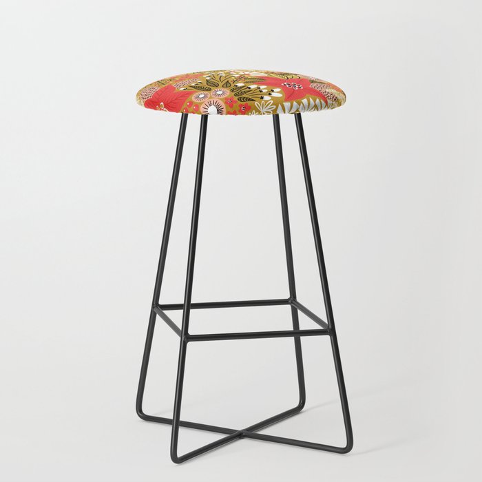 Christmas Poinsettia Flowers Gold Pattern Stool Gallery Image 1