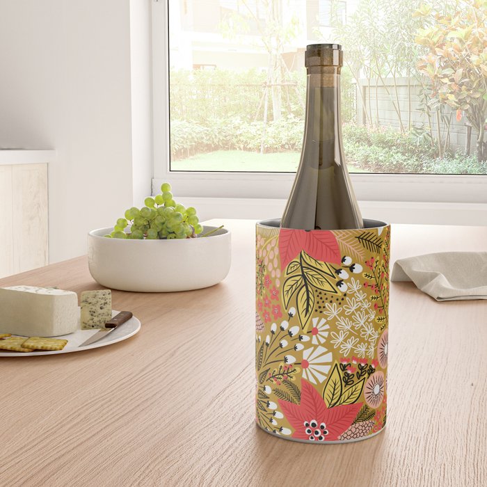 Christmas Poinsettia Flowers Gold Pattern Wine Chiller Gallery Image 4