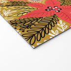 Christmas Poinsettia Flowers Gold Pattern Welcome Mat Gallery Image 2