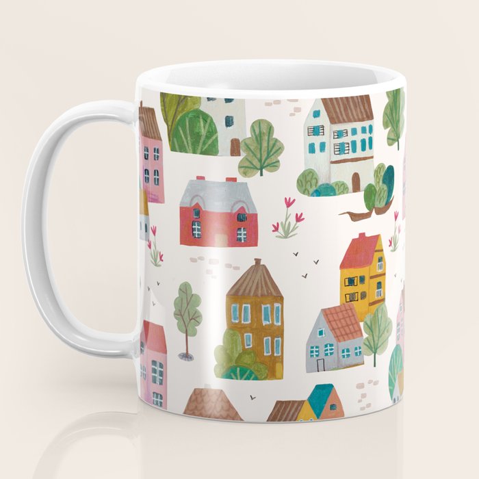 Cozy Village House Pattern Coffee Mug Gallery Image 3