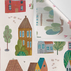 Cozy Village House Pattern Wall Tapestry Gallery Image 3